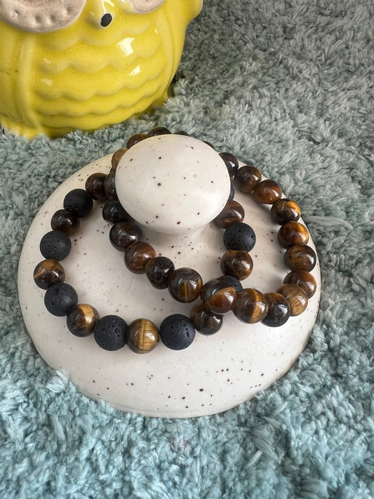 HOK Lava and Tiger Eye Beads Combo Bracelet