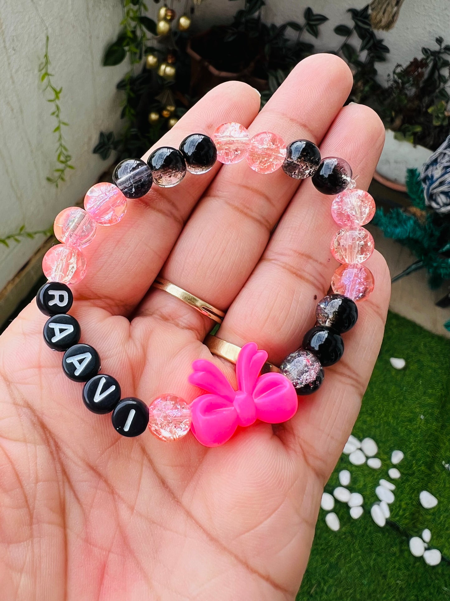 HOK Personalised Name Bracelet with Name & Bow