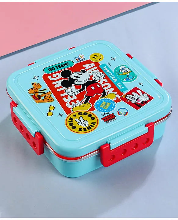 HOK Square Meal Steel Inner Insulated 3 Partition Bento Lunch Box 600 ml