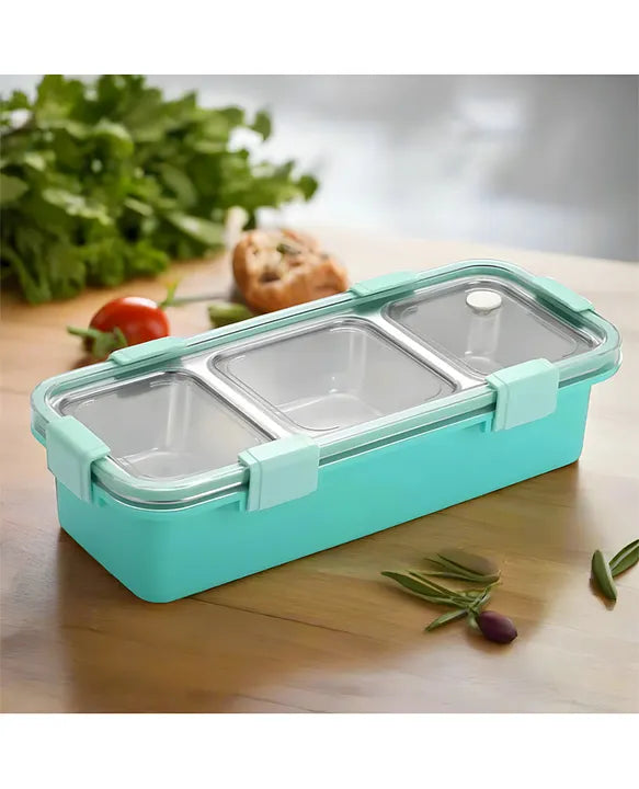 HOK Stainless Steel 3 Compartment Lunch Box