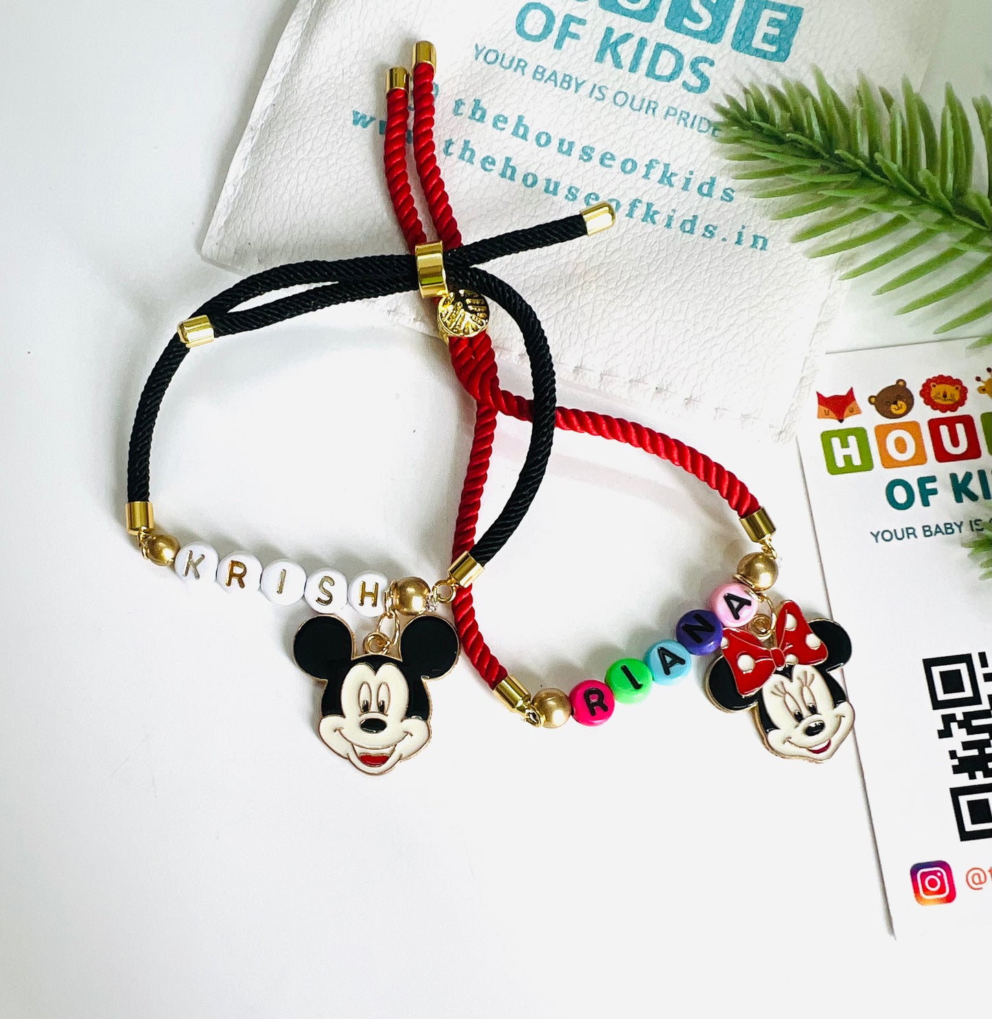 Personalised Name Rakhi Bracelet Adjustable Thread - With Charm - Random Thread Color - FREE SHIPPING