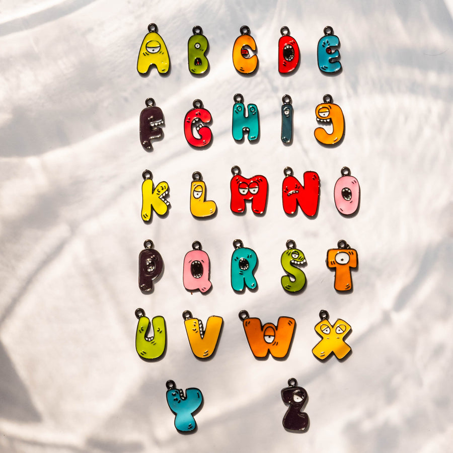 HOK Adjustable Thread Rakhi Bracelet - Doddle Alphabet - Select Charm - Random Thread Color - FREE SHIPPING