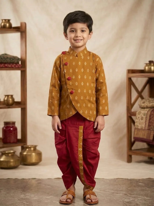 Boys Printed Kurta with Dhoti Set