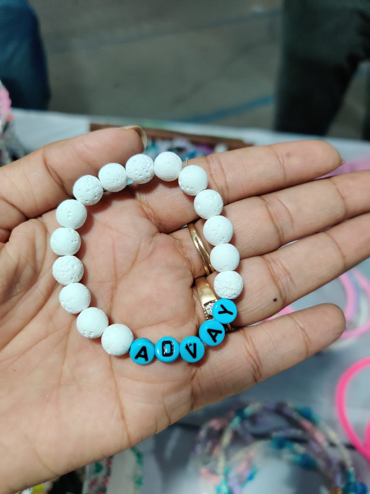 HOK Personalised Name Bracelet in Lava Beads