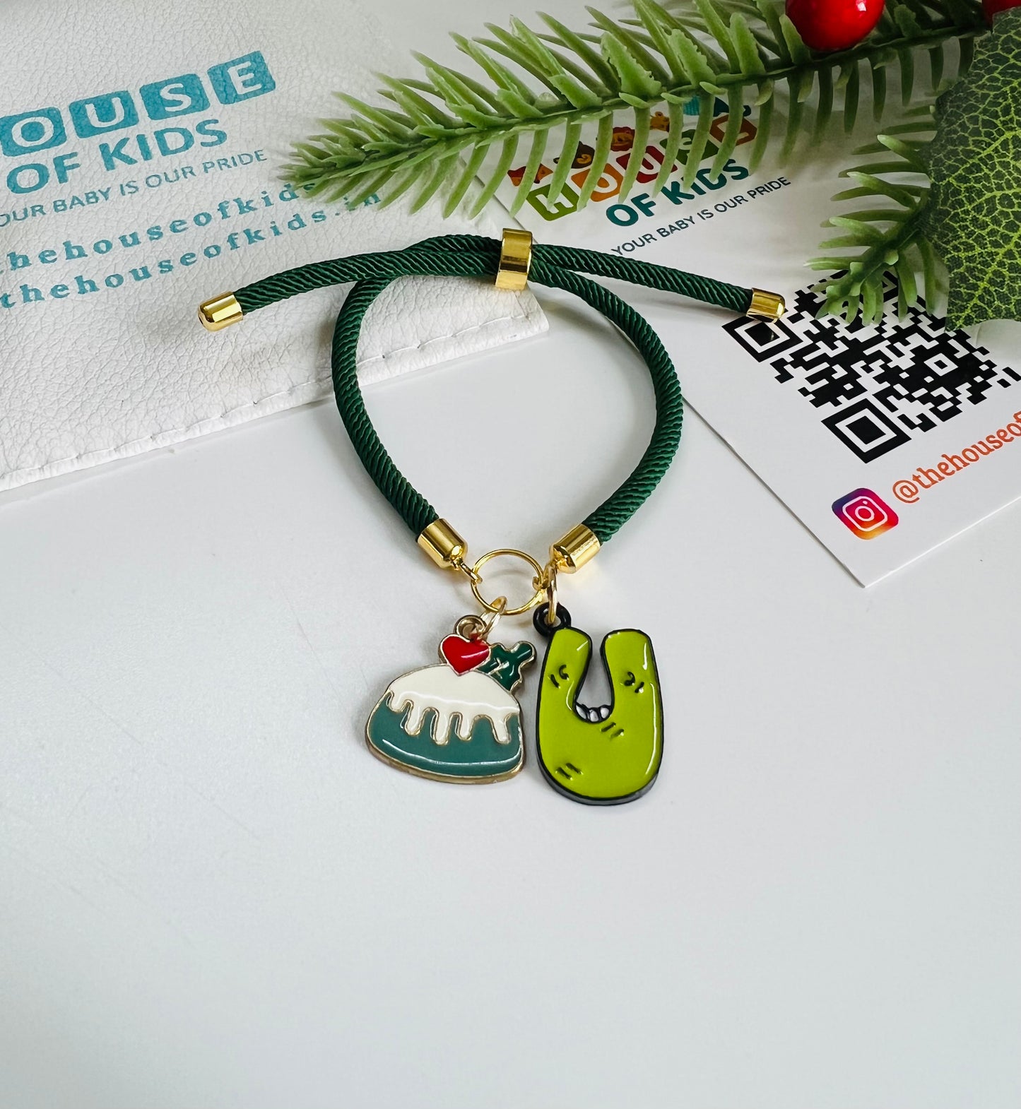 HOK Adjustable Thread Rakhi Bracelet - Doddle Alphabet - Select Charm - Random Thread Color - FREE SHIPPING