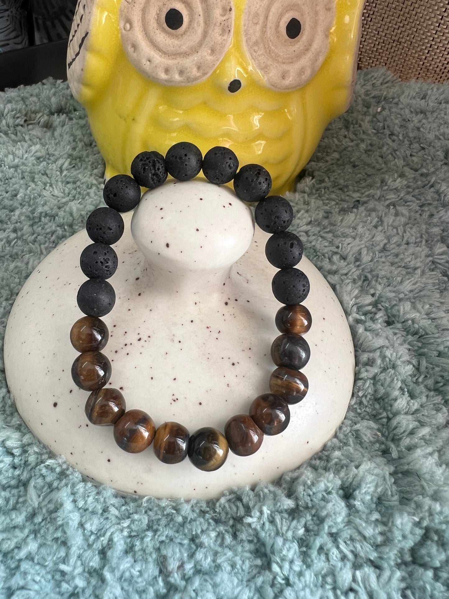 Lava and Tiger Eye Beads Bracelet