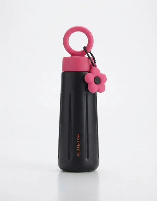 Aesthetic Insulated Tumbler Bottle with Flower Keychain