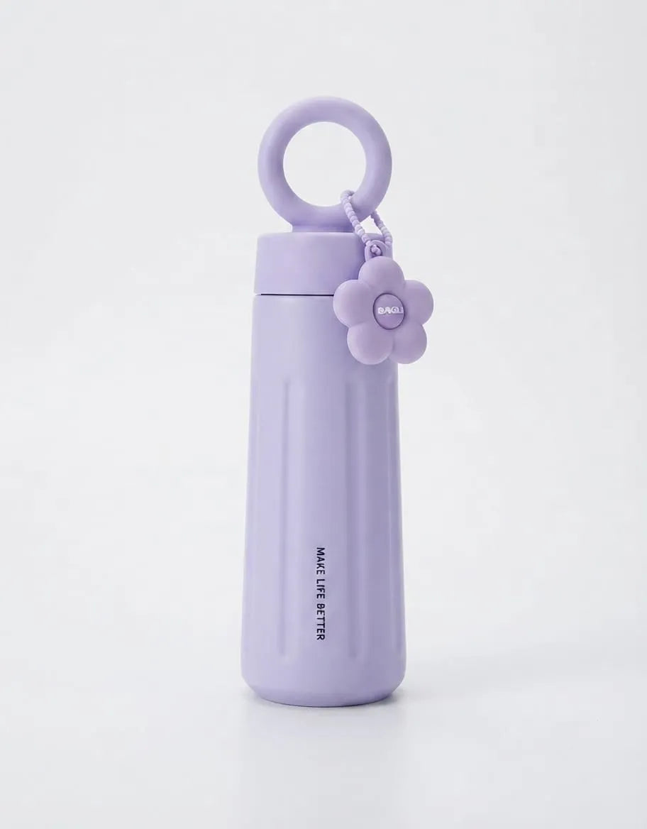 Aesthetic Insulated Tumbler Bottle with Flower Keychain
