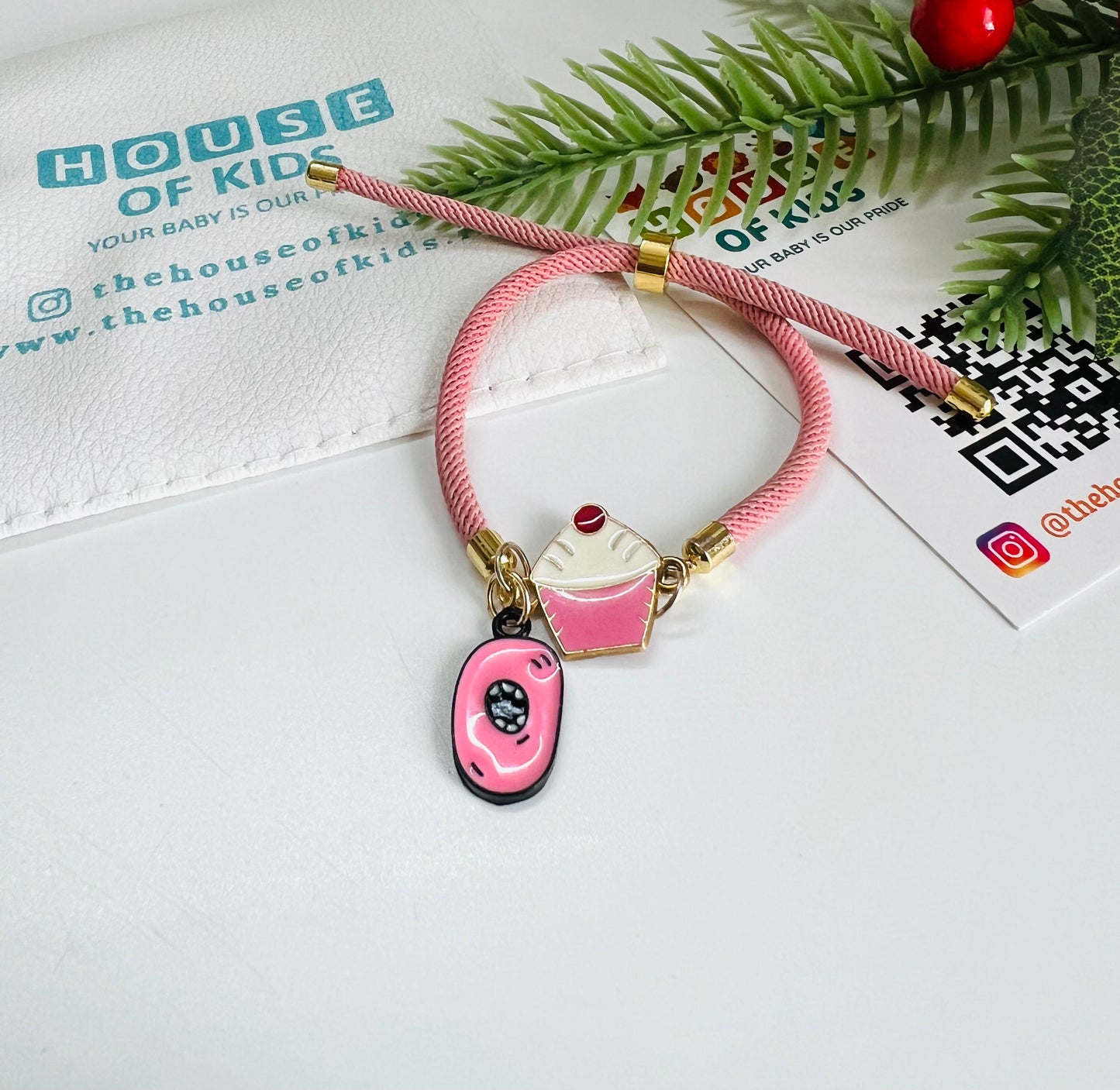 HOK Adjustable Thread Rakhi Bracelet - Doddle Alphabet - Select Charm - Random Thread Color - FREE SHIPPING