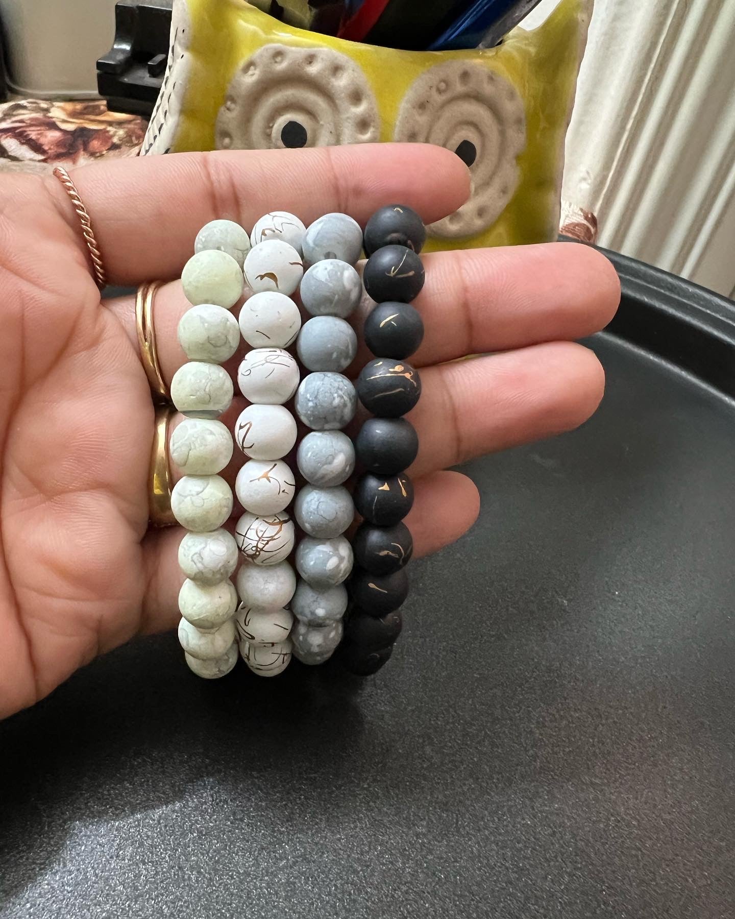 HOK Set of 4 Marble Beaded Bracelets