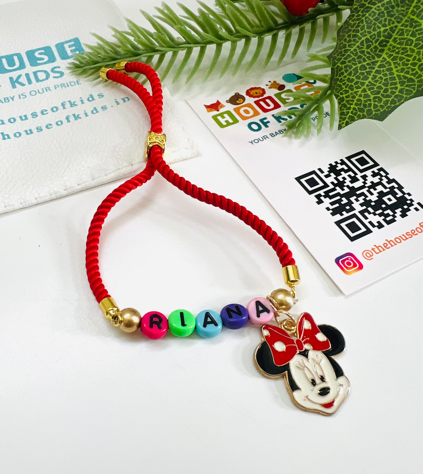 Personalised Name Rakhi Bracelet Adjustable Thread - With Charm - Random Thread Color - FREE SHIPPING
