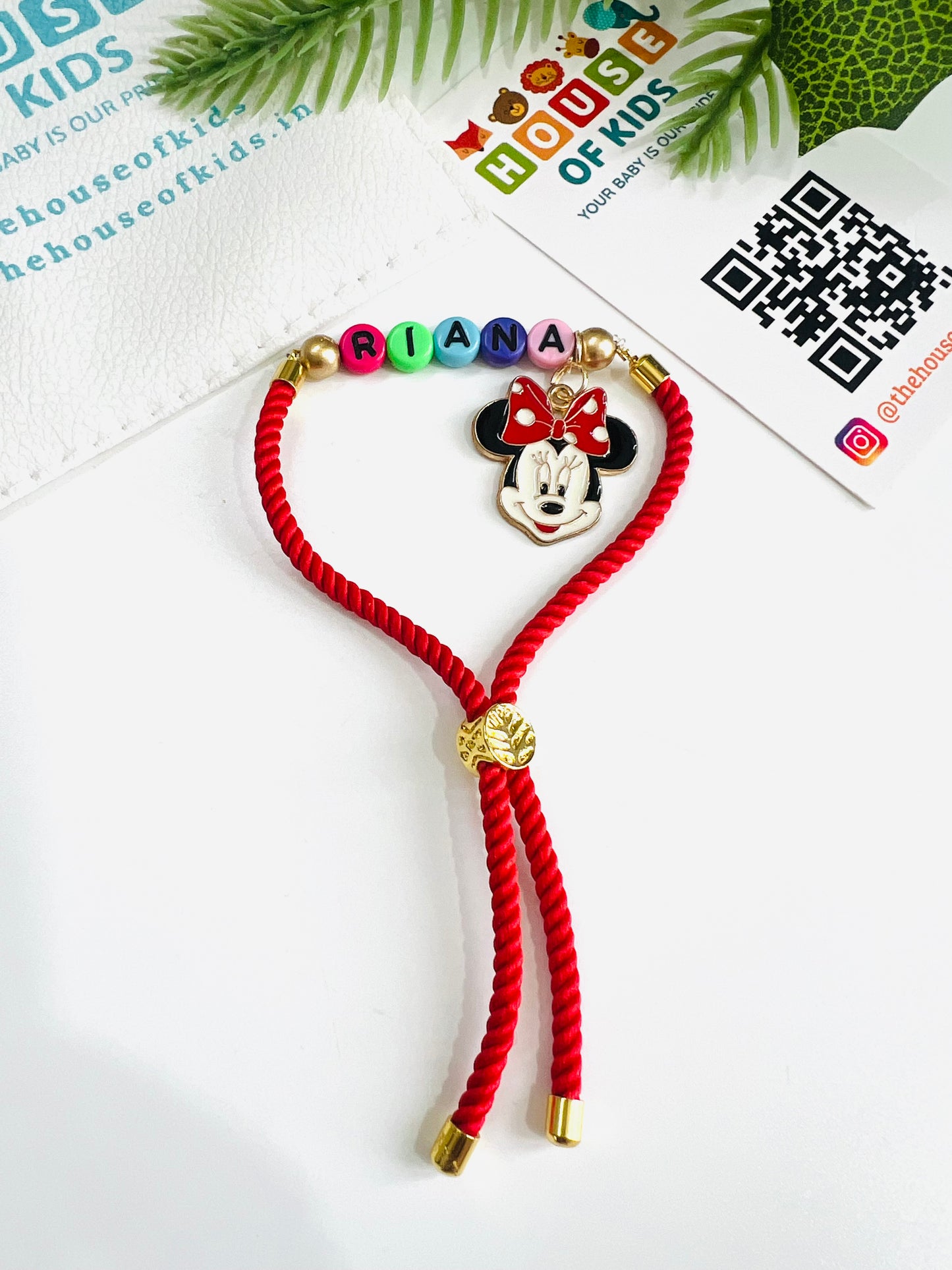 Personalised Name Rakhi Bracelet Adjustable Thread - With Charm - Random Thread Color - FREE SHIPPING