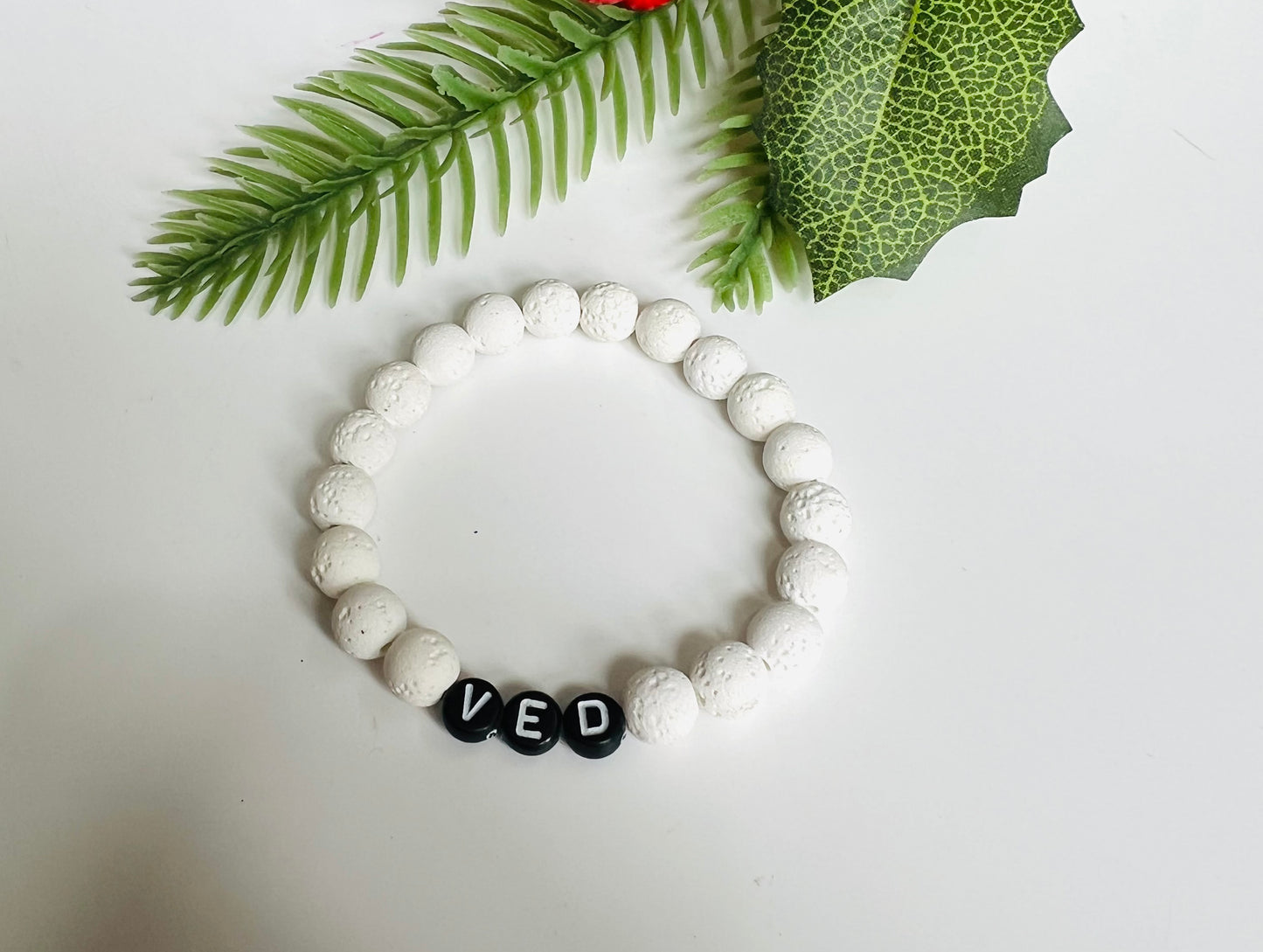 HOK Personalised Name Bracelet in Lava Beads