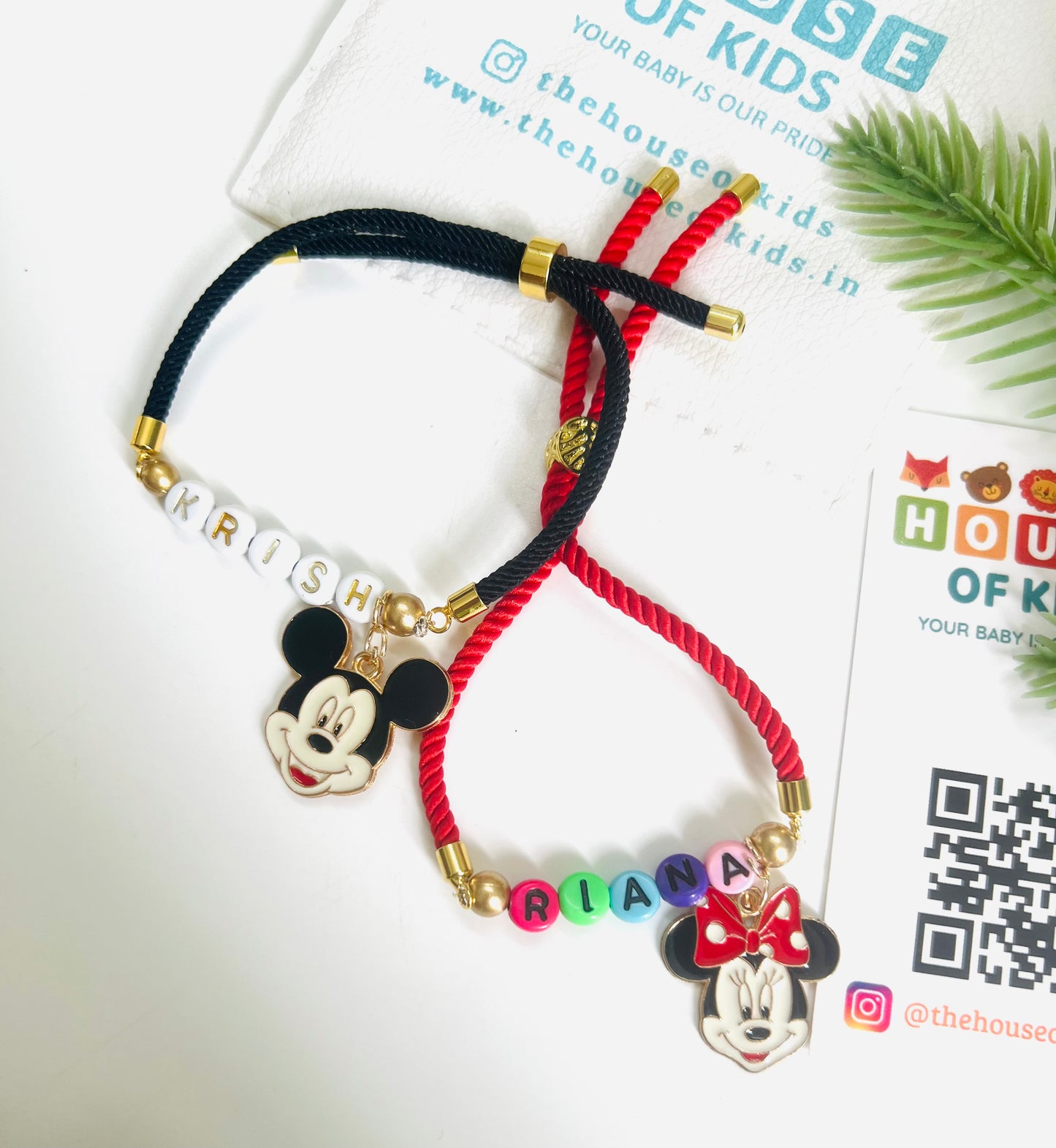 Personalised Name Rakhi Bracelet Adjustable Thread - With Charm - Random Thread Color - FREE SHIPPING