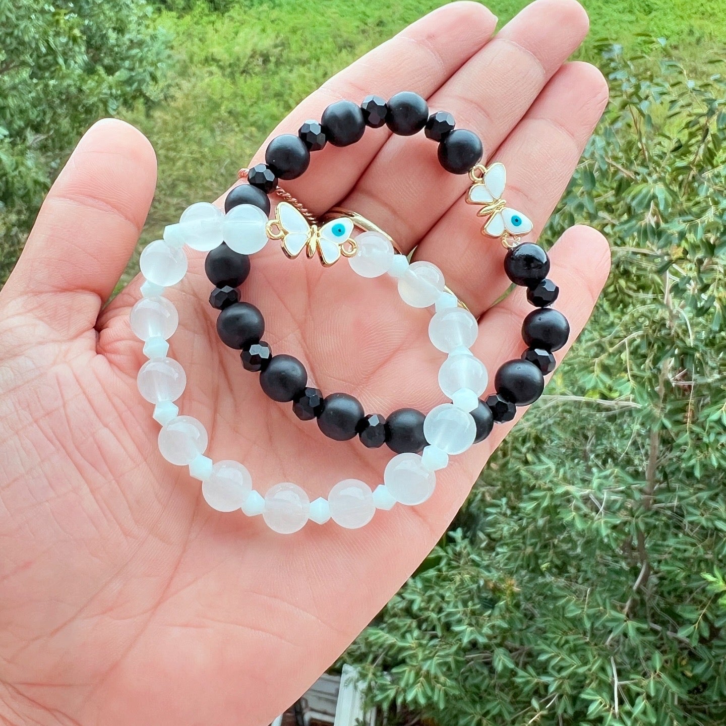 HOK Evil Eye Butterfly Bracelet - White and Black