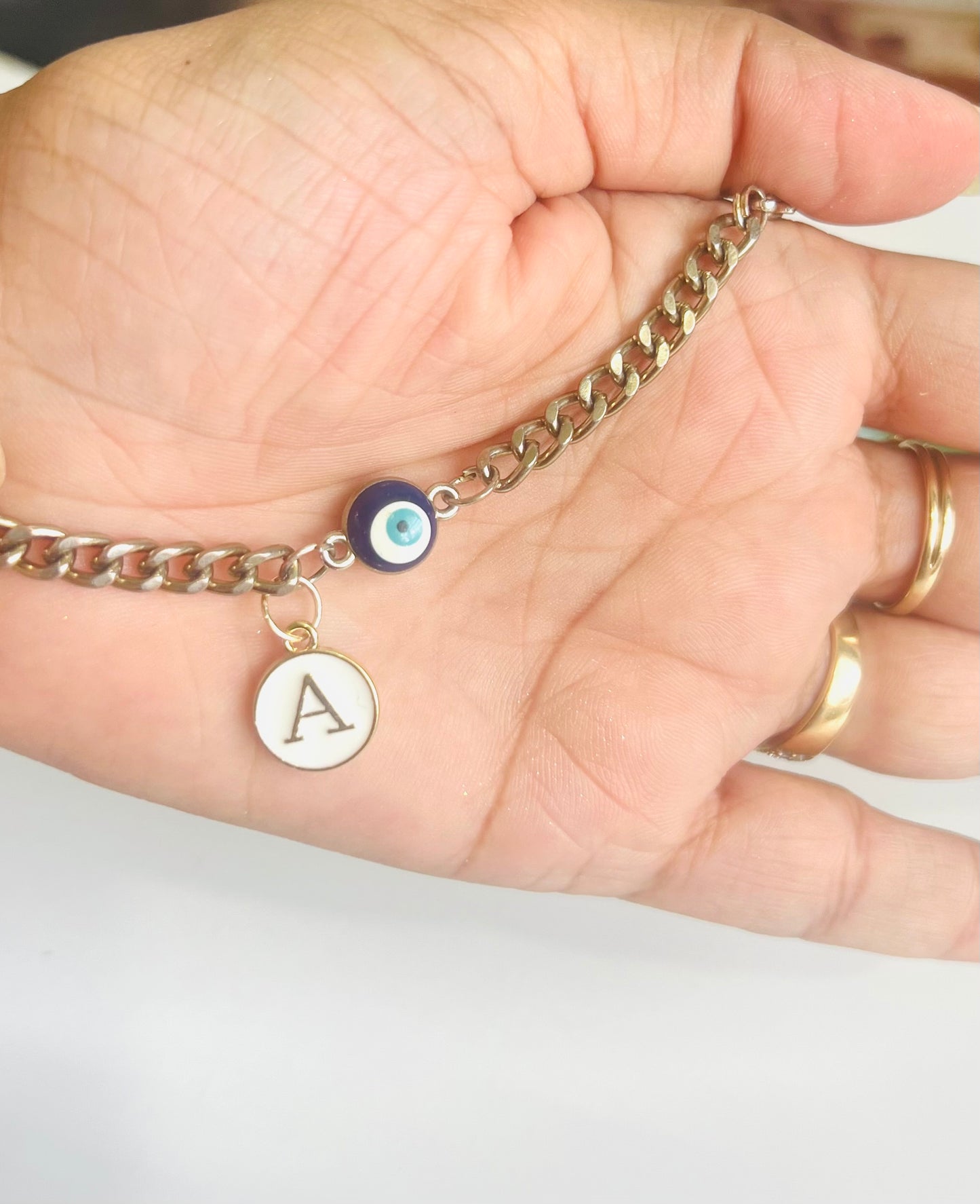 HOK Evil Eye Chain Bracelet with Initial
