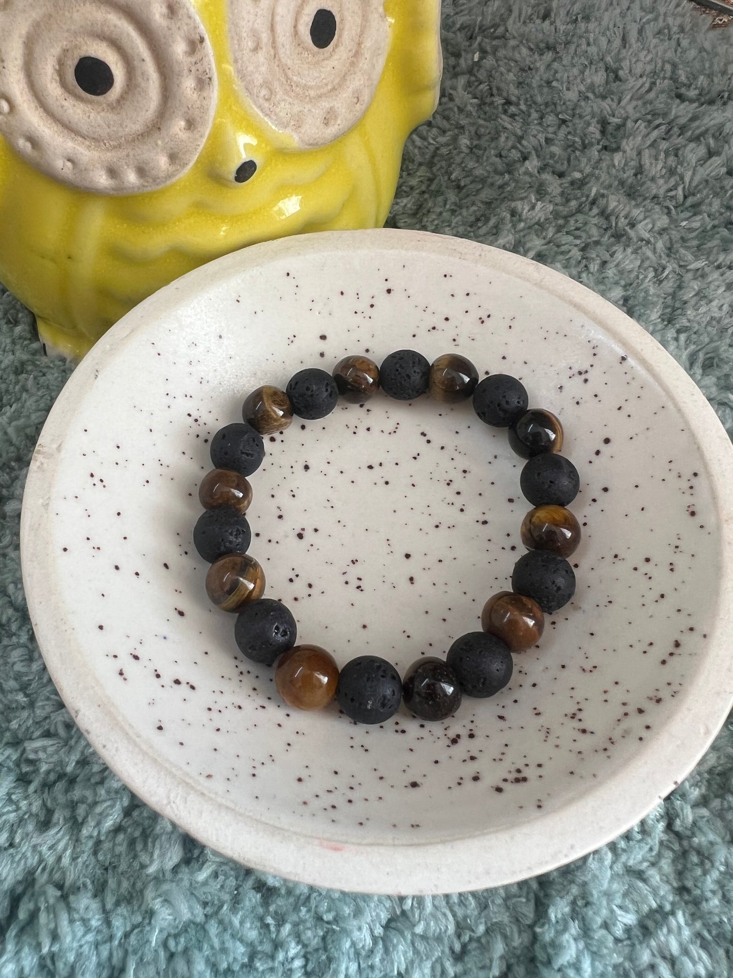 Lava and Tiger Eye Beads Bracelet