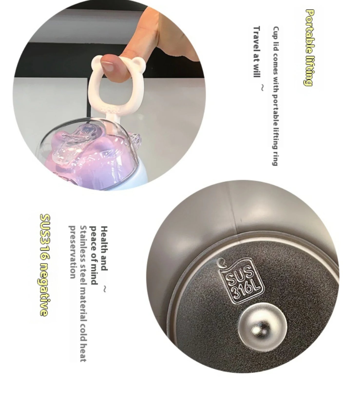 HOK 500ml Cute Cartoon Water Bottle with Dual Drinking Option | Straw & Direct Sip