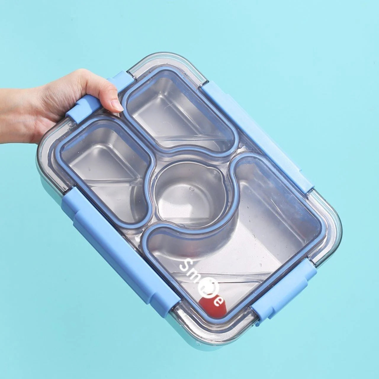 HOK 4 Compartment Stainless Steel Lunch Box | Leak-proof Bento Box