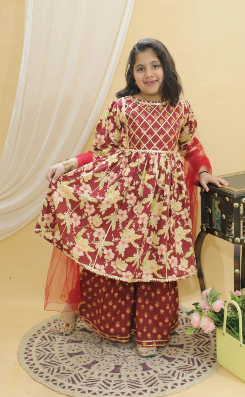 Kids Twining Set- Boys Kurta Pajama Jacket Set & Girls Kurti Sharara with Dupatta Set