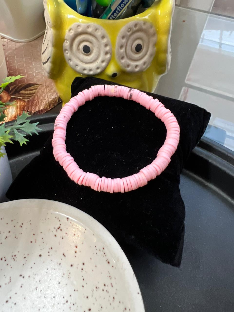 Pink Fimo Beads Bracelet - Stretchable (Perfect for Dailywear)