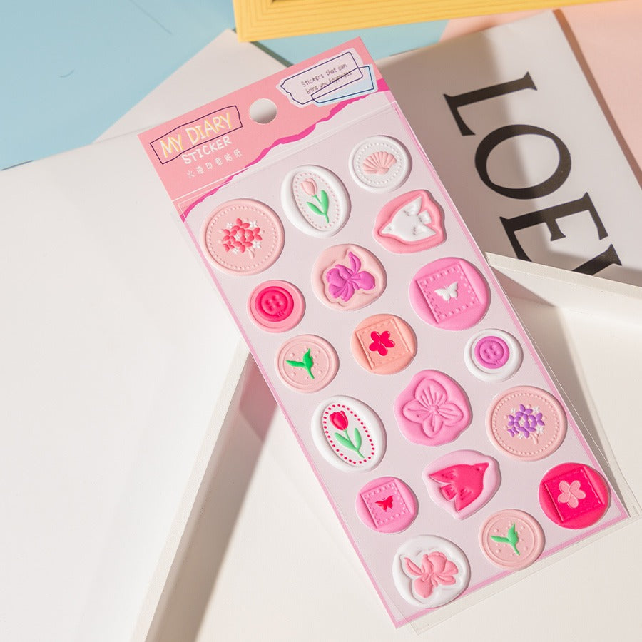 HOK Cute 3D Stamp Style Seal Stickers