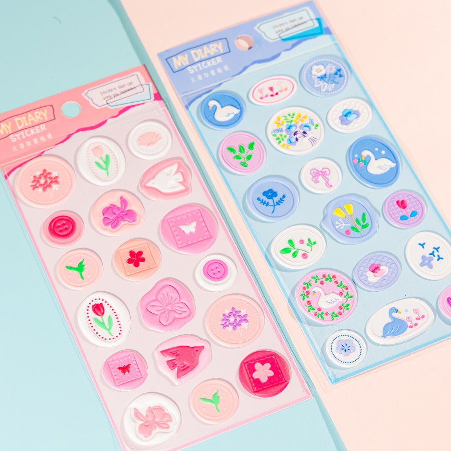 HOK Cute 3D Stamp Style Seal Stickers