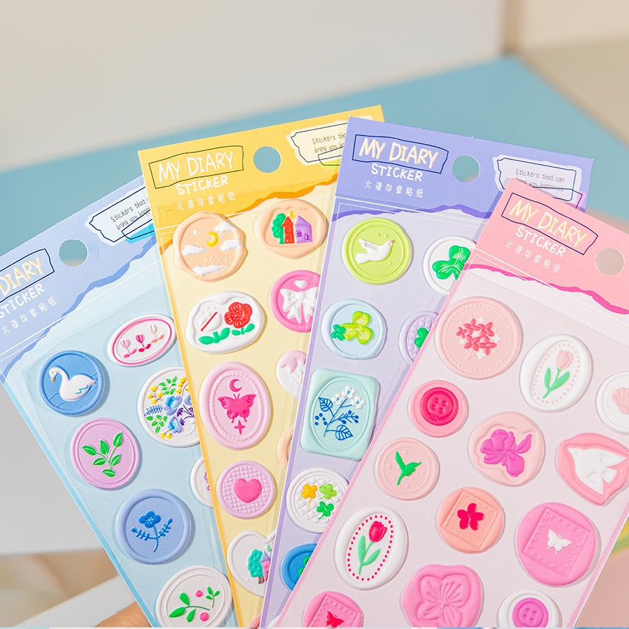 HOK Cute 3D Stamp Style Seal Stickers