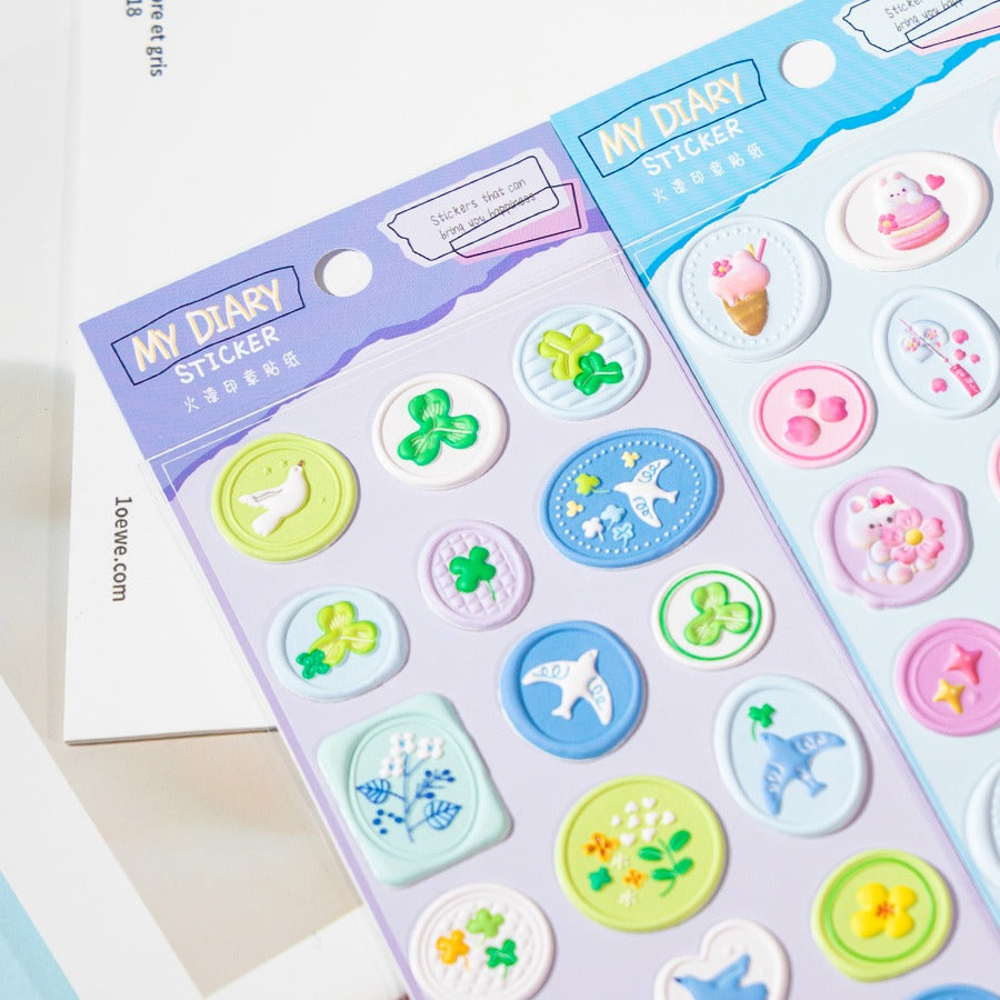 HOK Cute 3D Stamp Style Seal Stickers