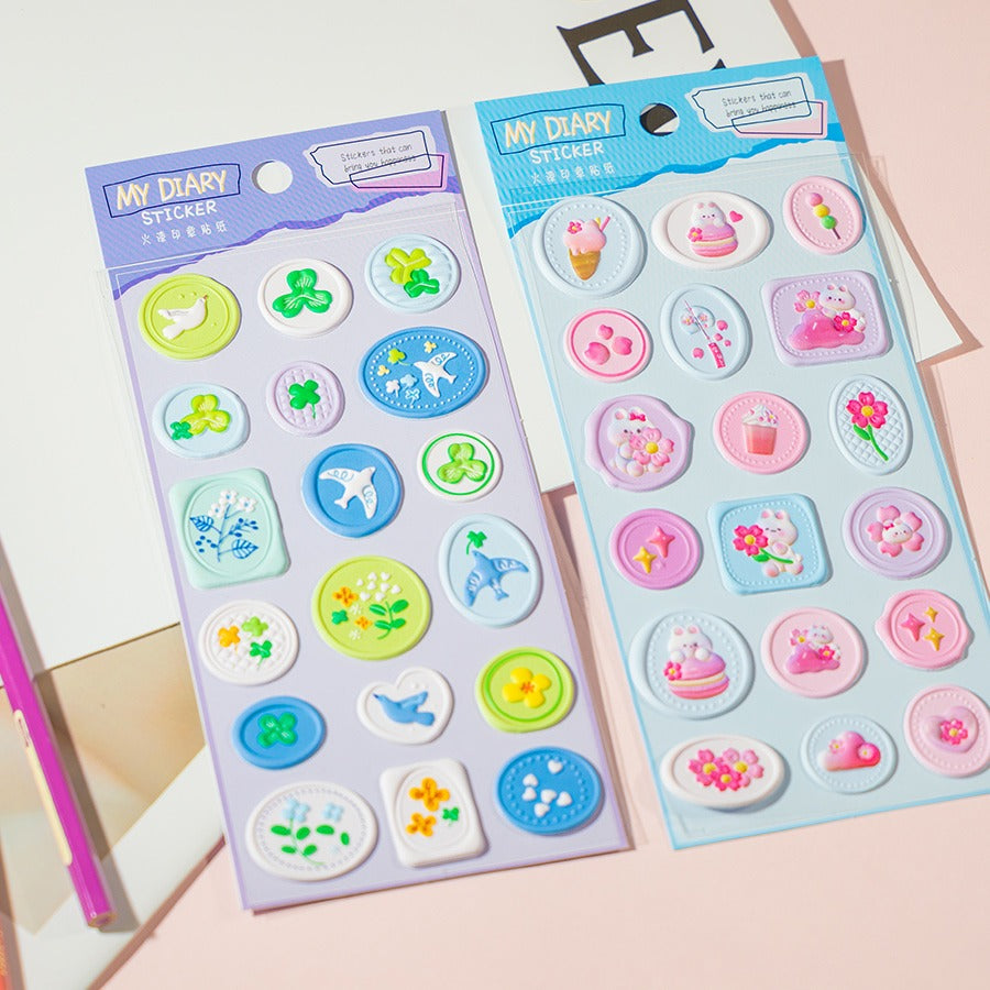 HOK Cute 3D Stamp Style Seal Stickers