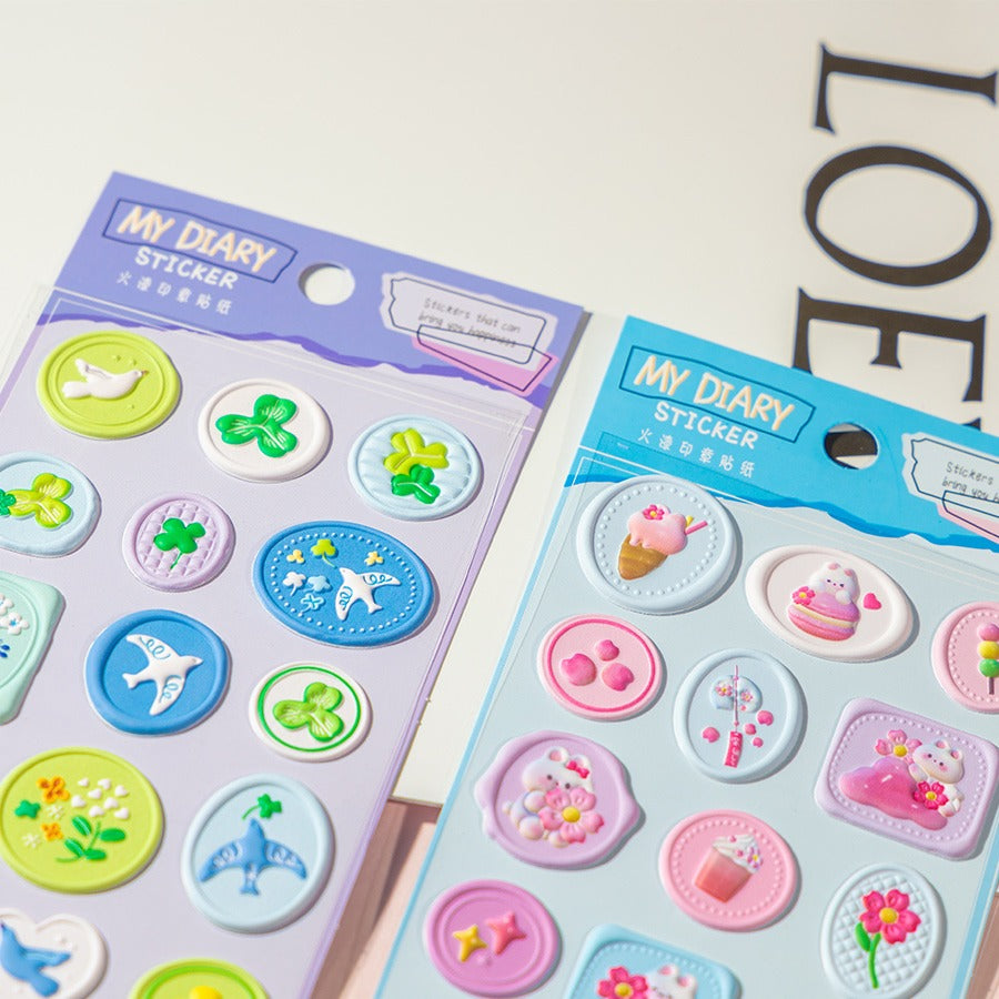 HOK Cute 3D Stamp Style Seal Stickers