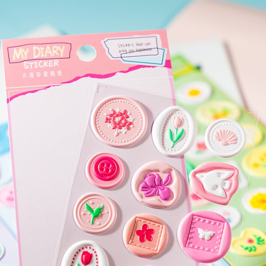 HOK Cute 3D Stamp Style Seal Stickers