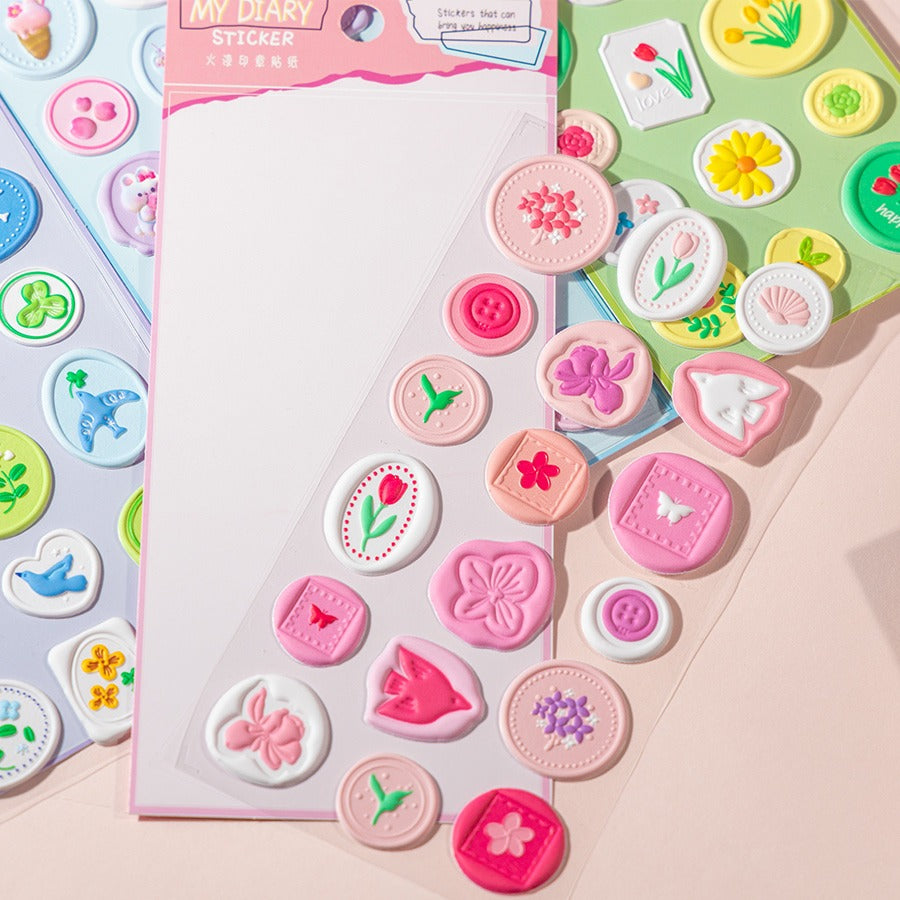 HOK Cute 3D Stamp Style Seal Stickers
