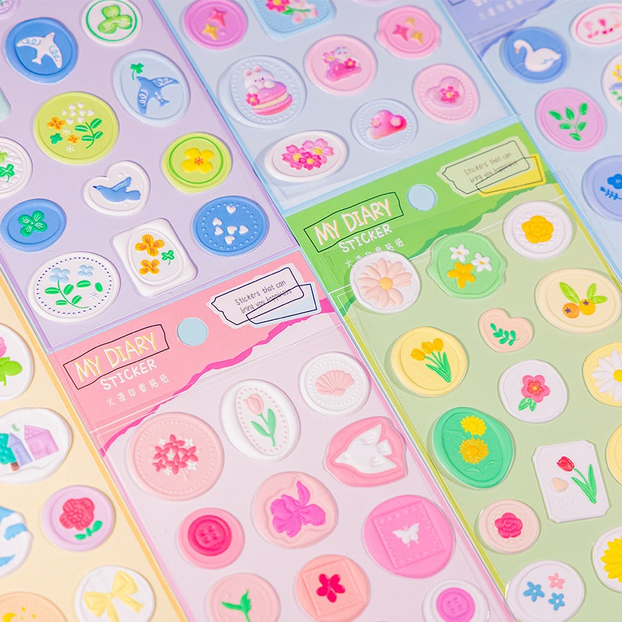 HOK Cute 3D Stamp Style Seal Stickers