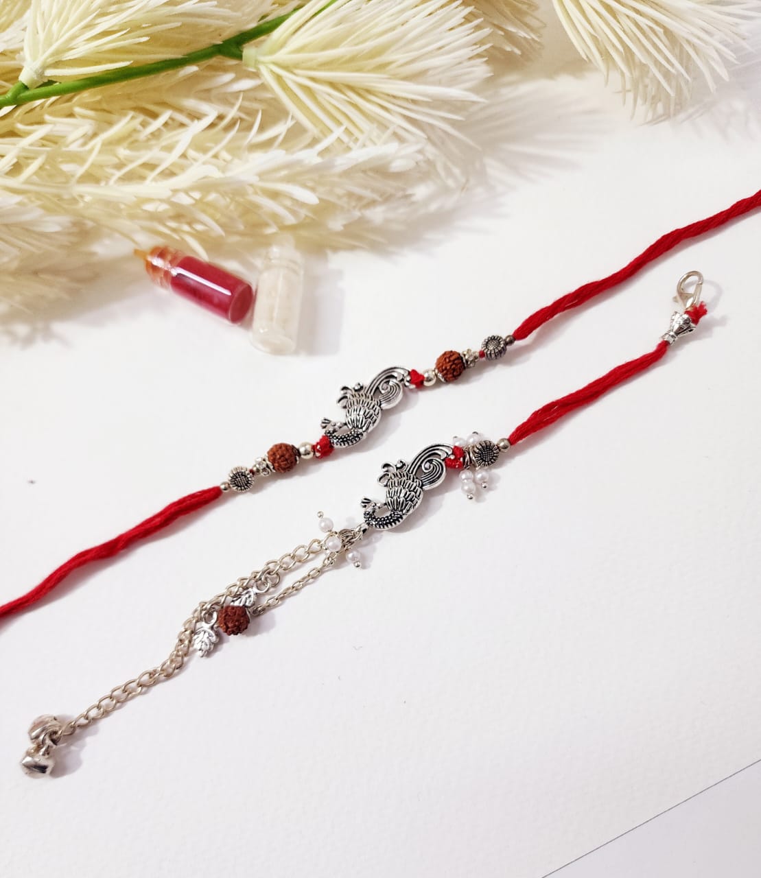 HOK Oxidized Pattern Couple Rakhi Set