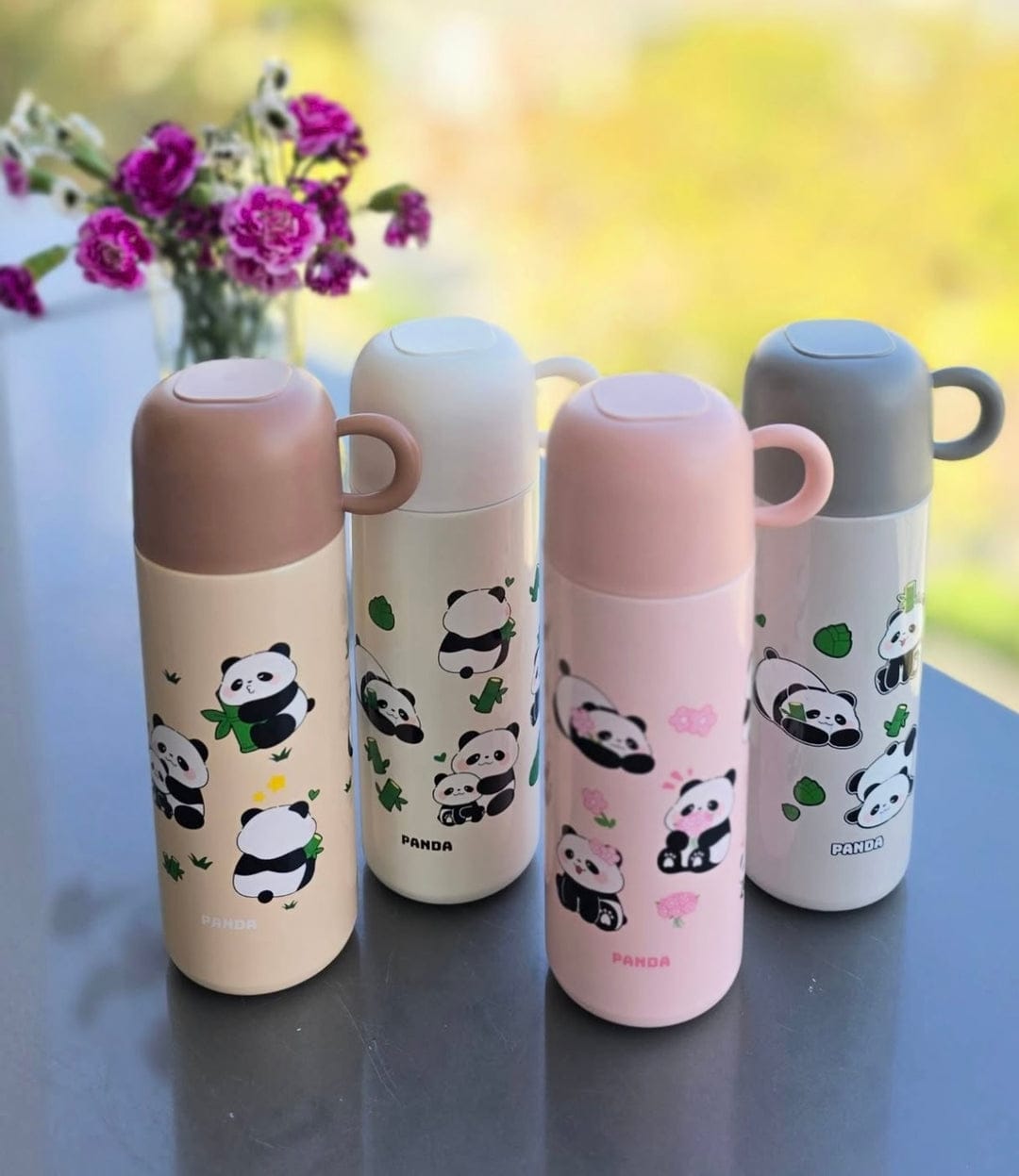 HOK 500ml Cute Panda Stainless Steel Thermos Bottle with Cup- Vacuum Insulated