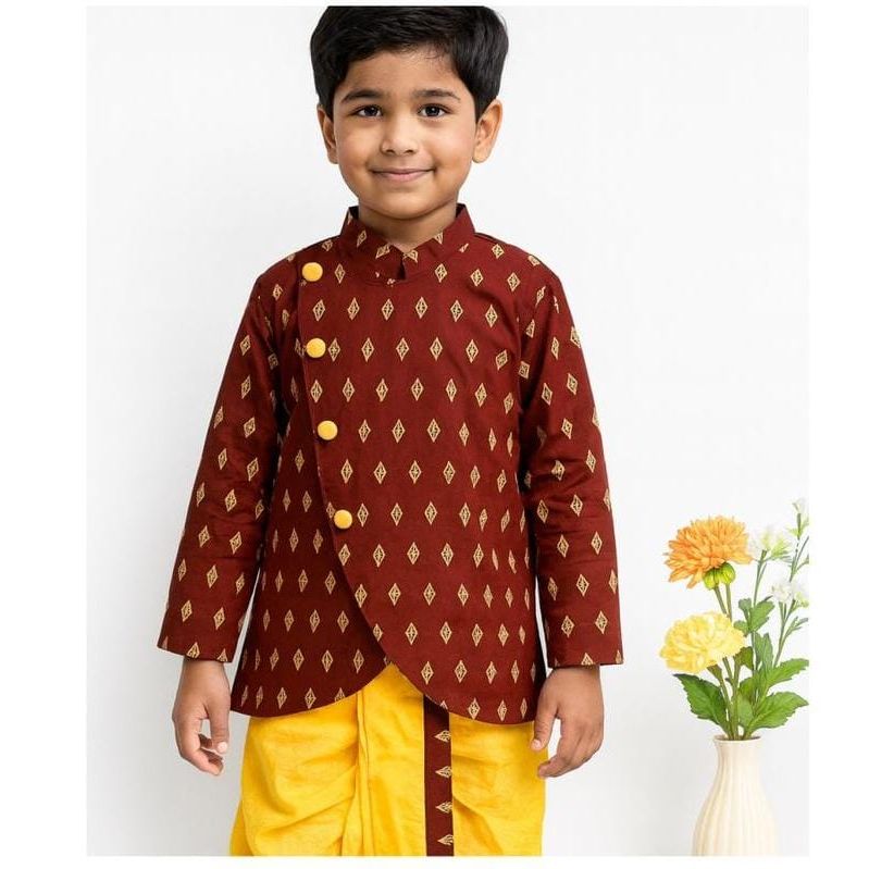 HOK Boys Traditional Sherwani Style Dhoti Kurta Set