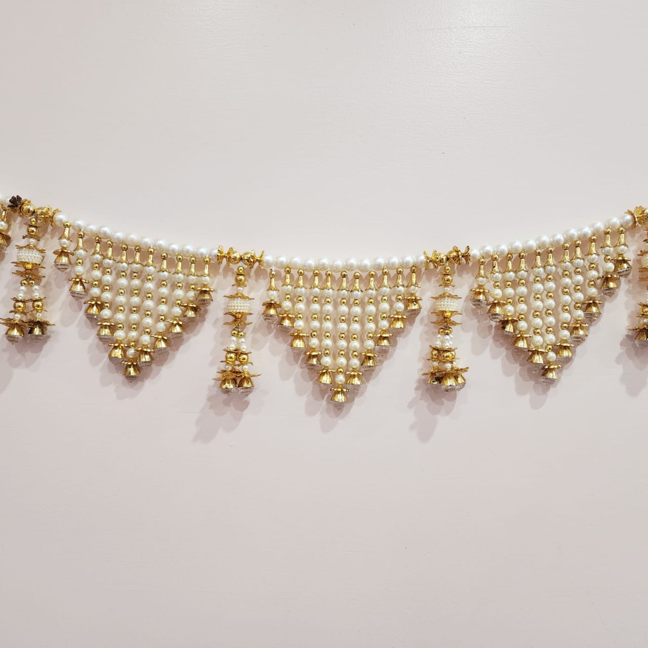 HOK Beautiful Golden & White Moti Work Toran