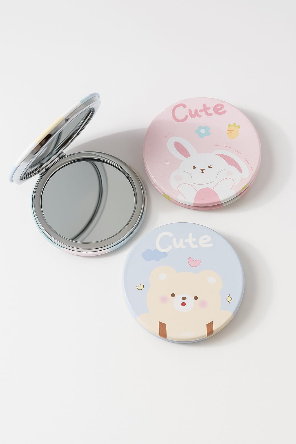 HOK Cute Round Bunny & Bear Compact Mirror- Pack of 1pc