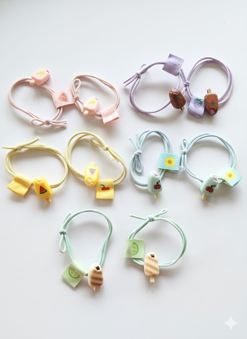 HOK Cute Pastel Kids Hair Tie Set- Pack of 10 pc