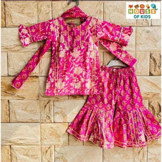 Girls Kurti Sharara with Dupatta Set