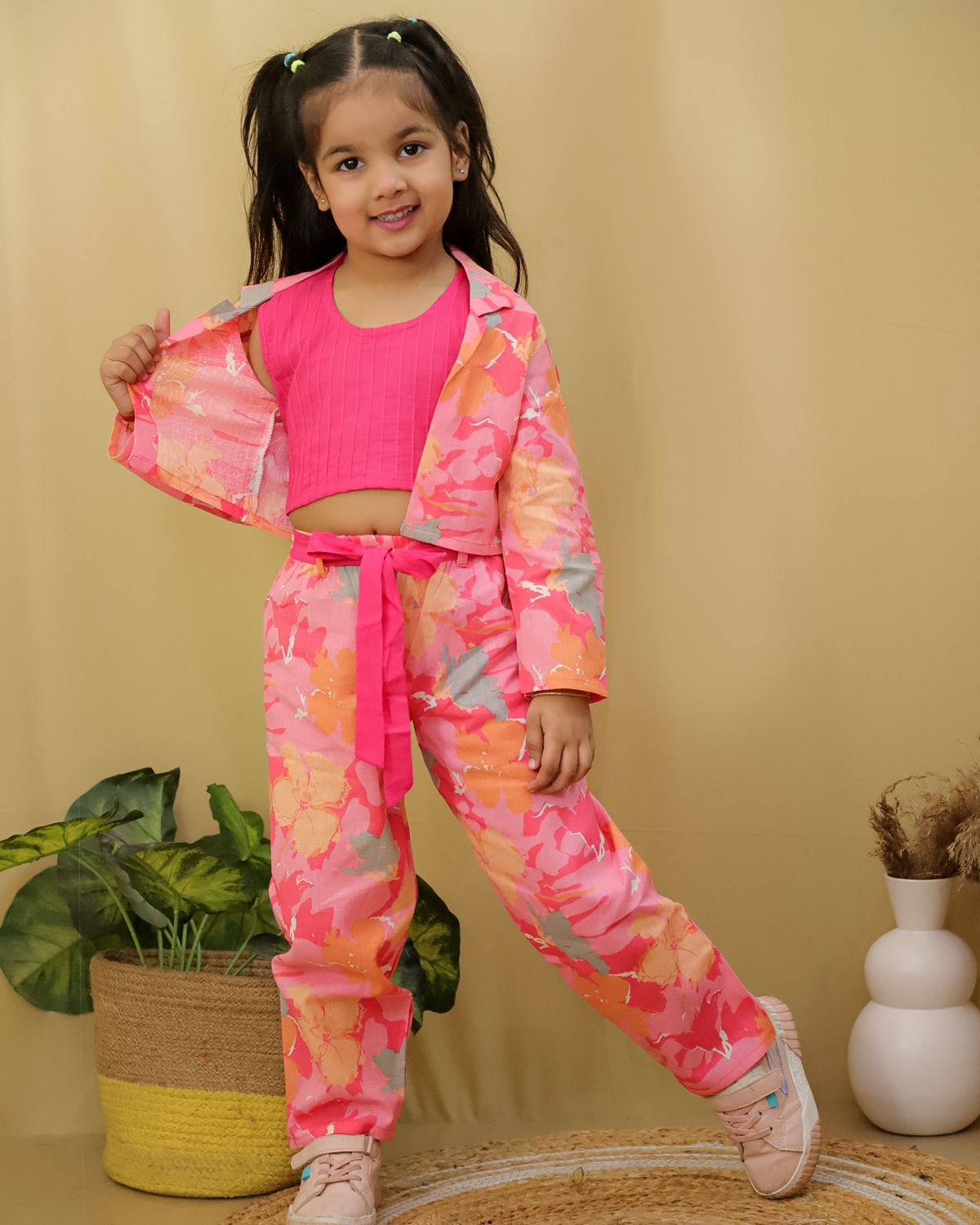 HOK Short Jacket High waist Cord Set for Girls