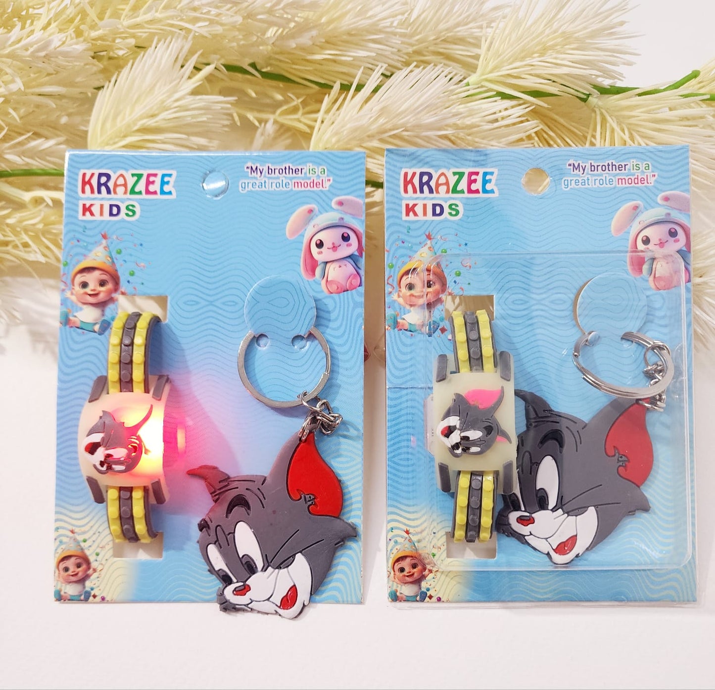 HOK Rakhi LED Band and Keychain Combo - Spiderman, Tom, Captain America and Superhero