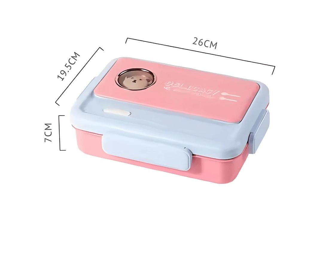 HOK Stainless Steel Bunny Theme Lunch Box with Cutlery