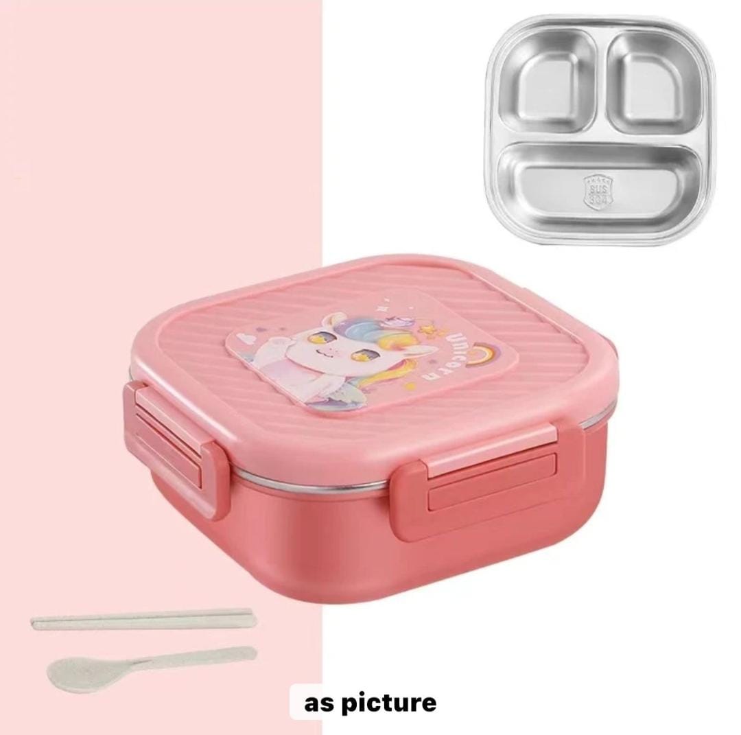 HOK Cute 3 Compartment Stainless Steel Lunch Box
