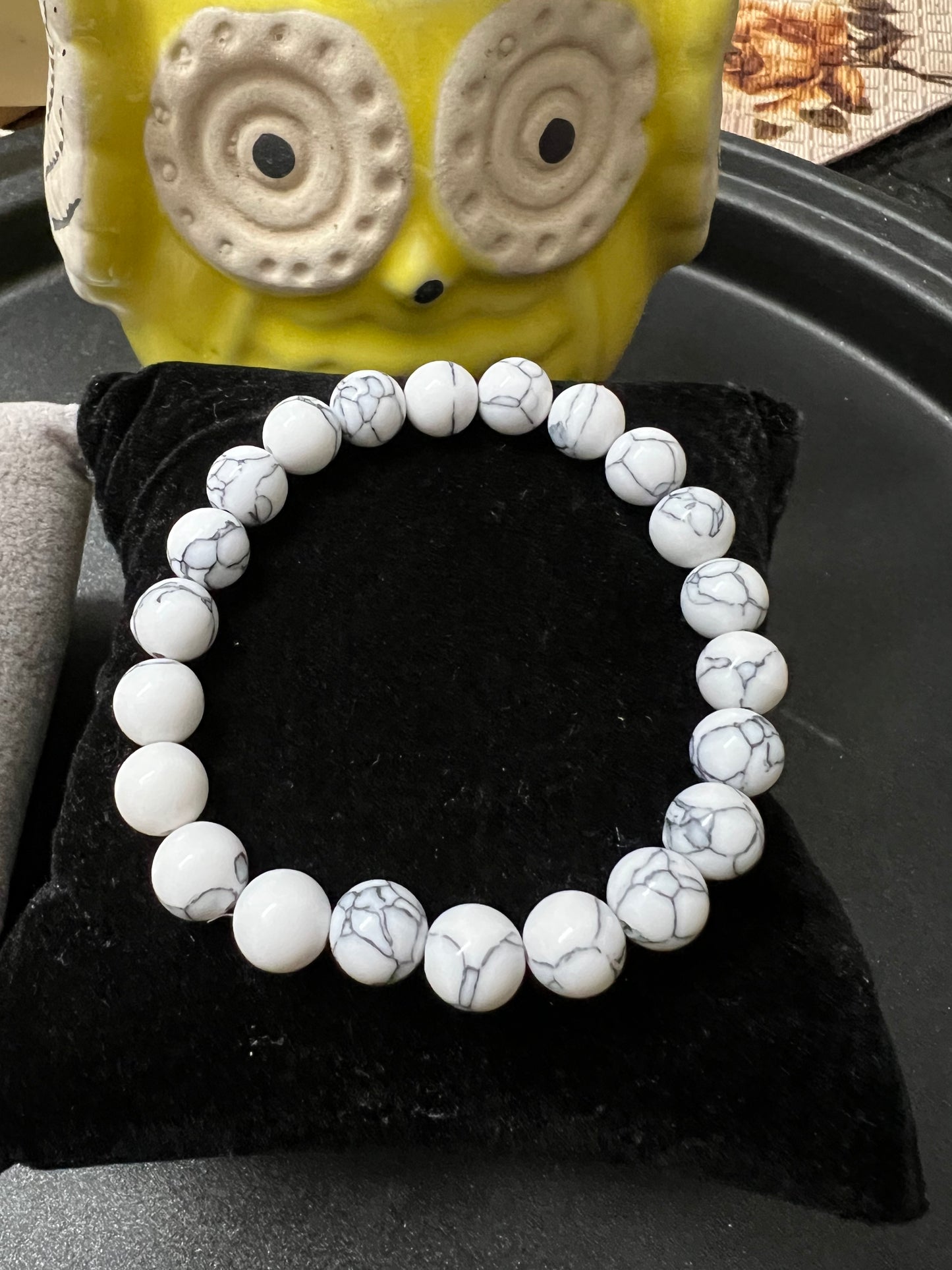 White Marble Beads Bracelet - Stretchable (Perfect for Dailywear)