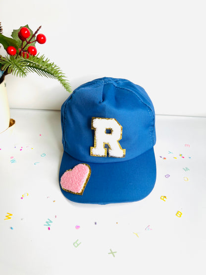 HOK Personalised Cap with Initial Gold Chenille Patches Letter Alphabet