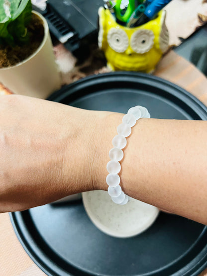 White Transparent Beads Bracelet - Stretchable (Perfect for Dailywear)