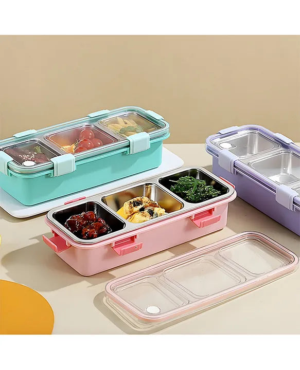 HOK Stainless Steel 3 Compartment Lunch Box