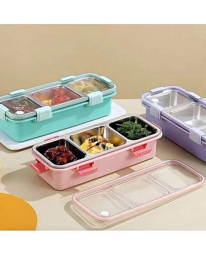 HOK Stainless Steel 3 Compartment Lunch Box